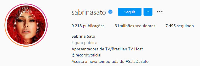 Frases para bio do Instagram, Biografia Sabrina Sato