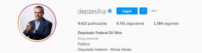 perfil verificado Instagram Dep Ze Silva